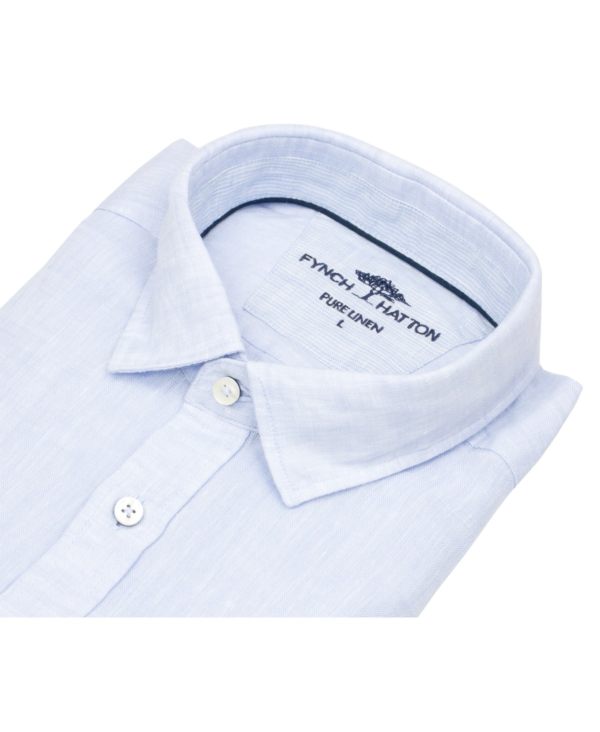 Fynch-Hatton Leinenhemd - Casual Fit - Kentkragen - hellblau