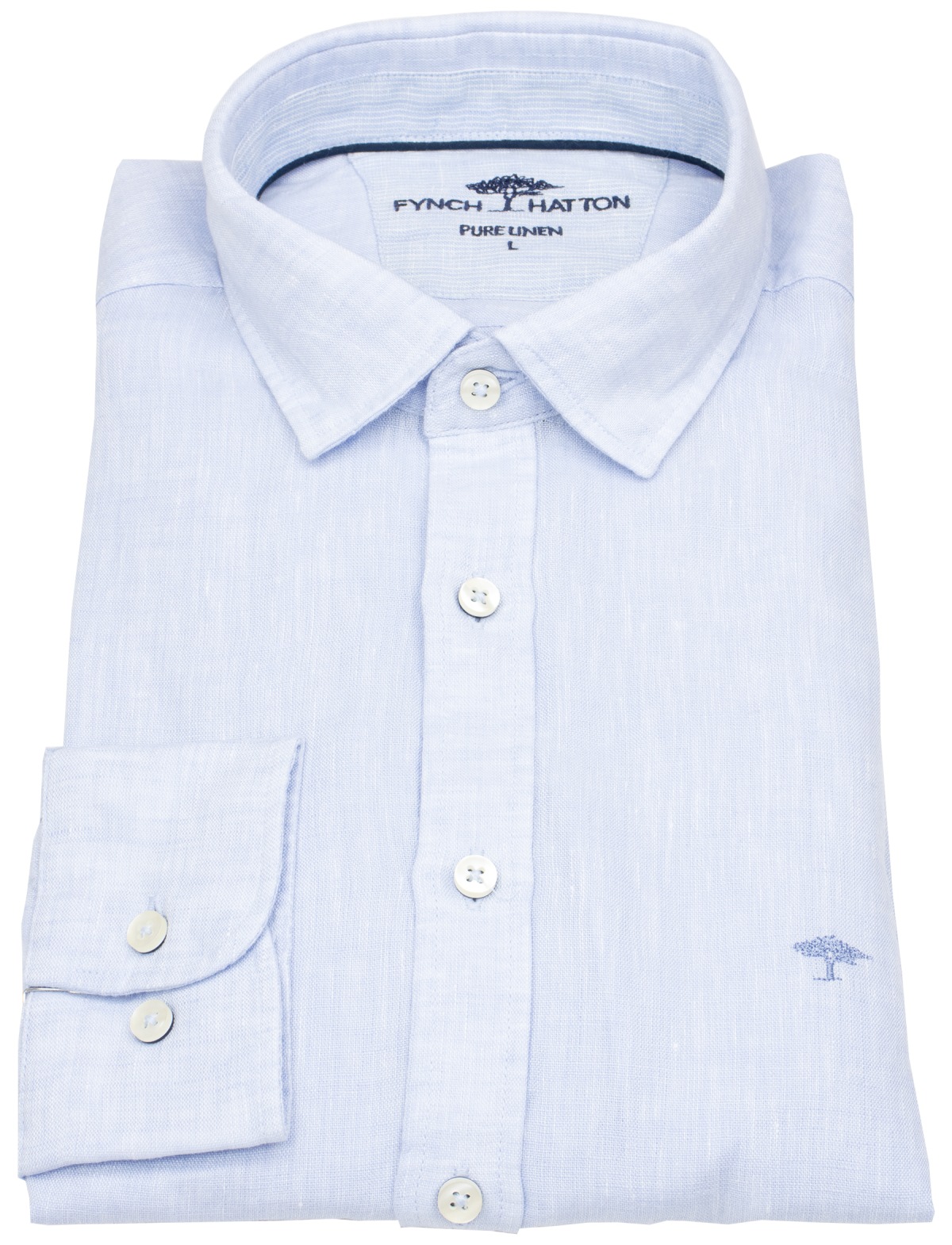 Fynch-Hatton Leinenhemd - Casual Fit - Kentkragen - hellblau