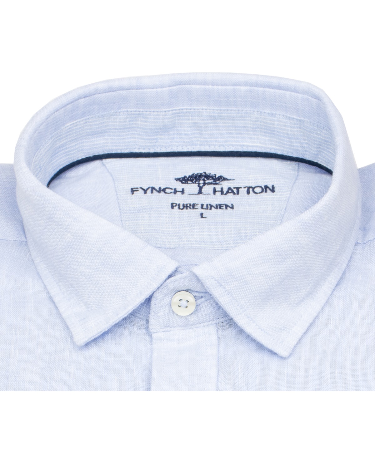 Fynch-Hatton Leinenhemd - Casual Fit - Kentkragen - hellblau
