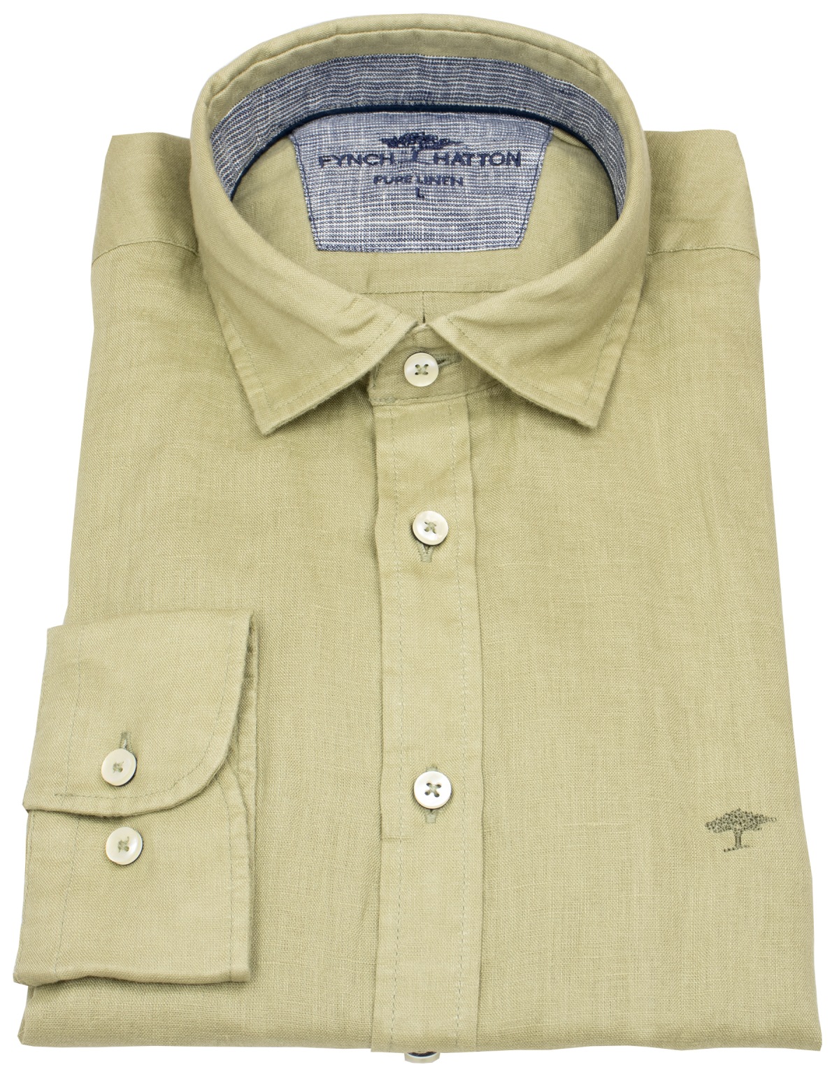 Fynch-Hatton Leinenhemd - Casual Fit - Kentkragen - pistazie / grün