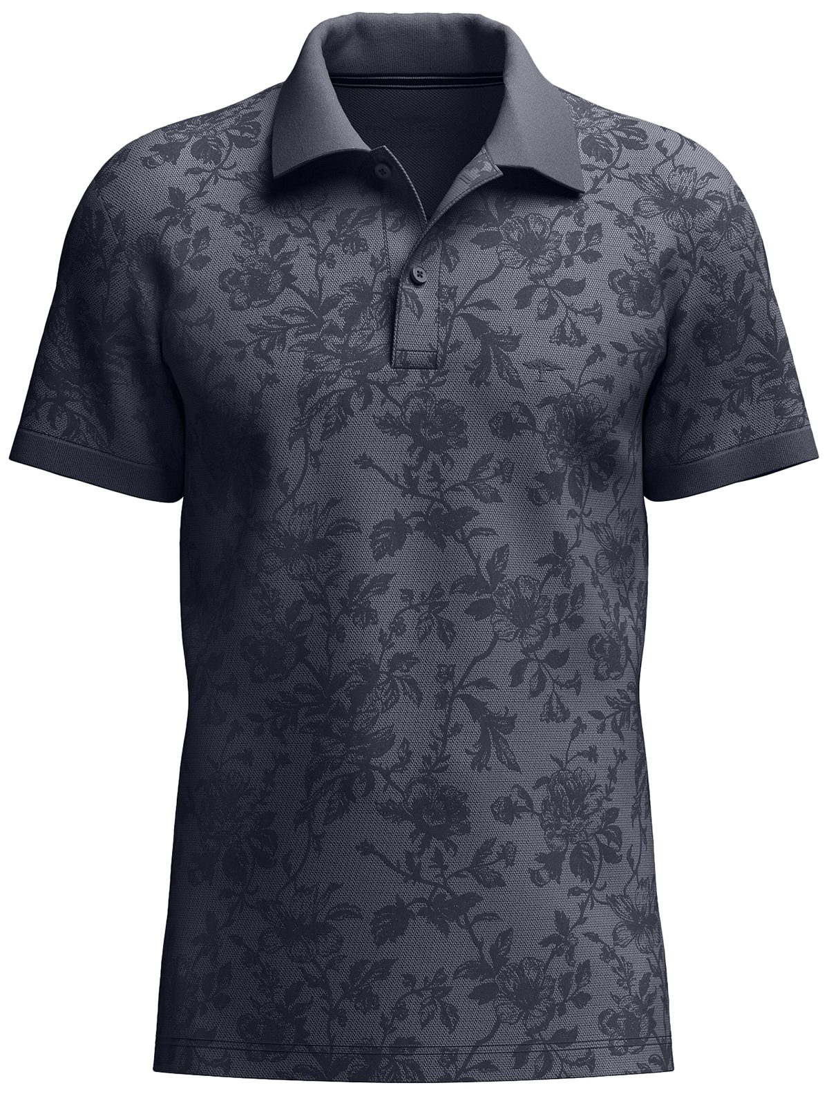 Fynch-Hatton Poloshirt - Casual Fit - florales Muster - dunkelblau