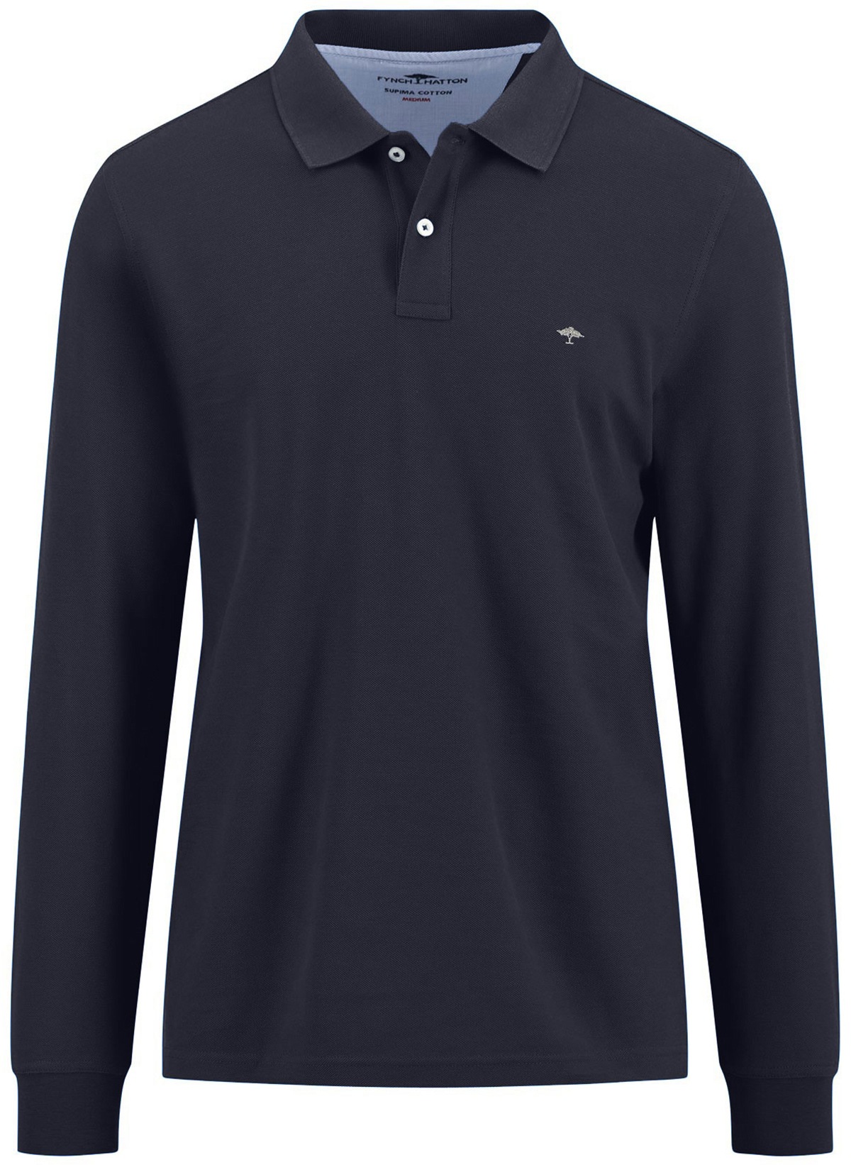 Fynch-Hatton Poloshirt - Casual Fit - Langarm - Piqué - dunkelblau