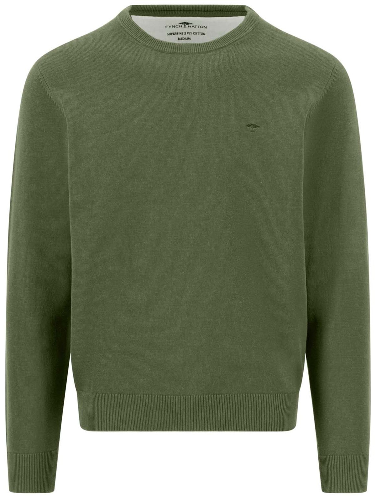 Fynch-Hatton Pullover - Casual Fit - Rundhals-Ausschnitt - grün
