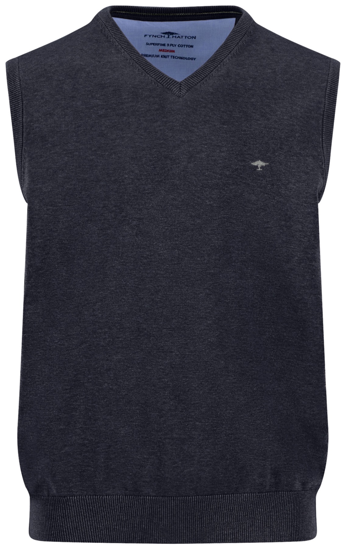 Fynch-Hatton Pullunder - Casual Fit - V-Ausschnitt - dunkelblau