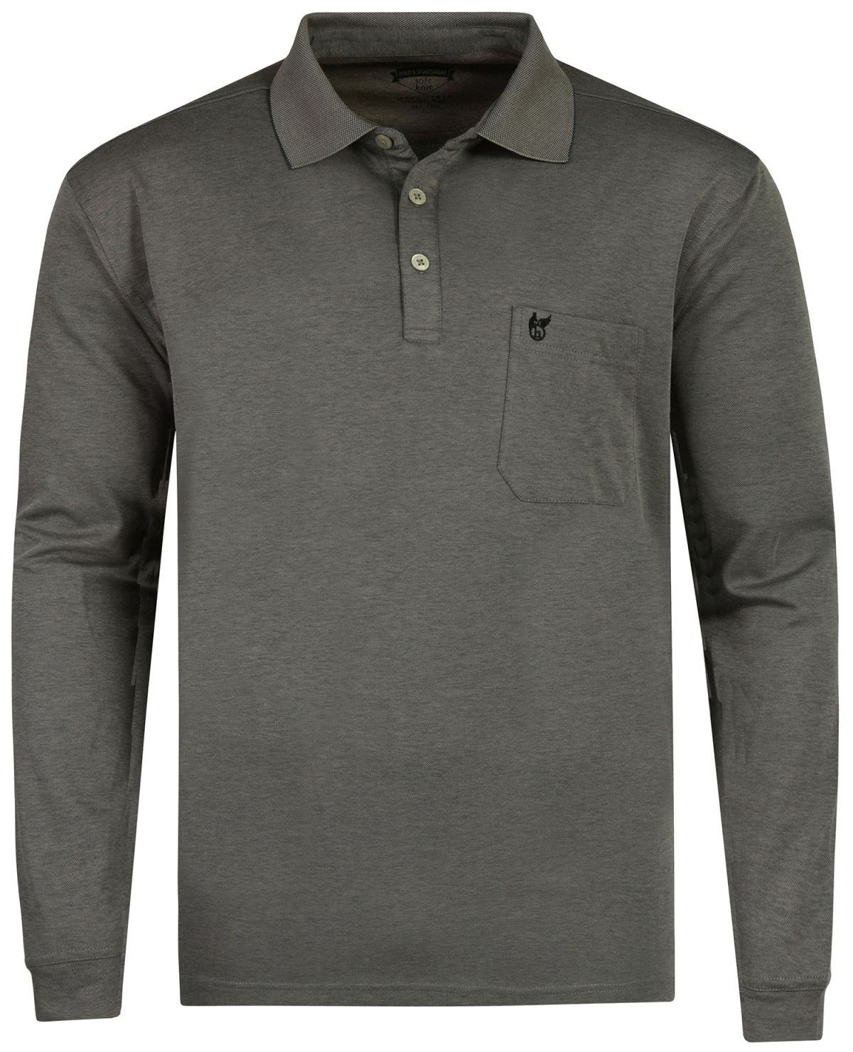 Hajo Poloshirt - Regular Fit - Langarm - Softknit - anthrazit