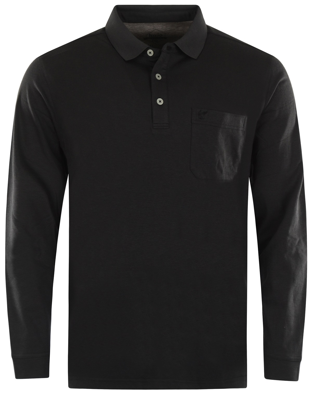 Hajo Poloshirt - Regular Fit - Langarm - Softknit - schwarz