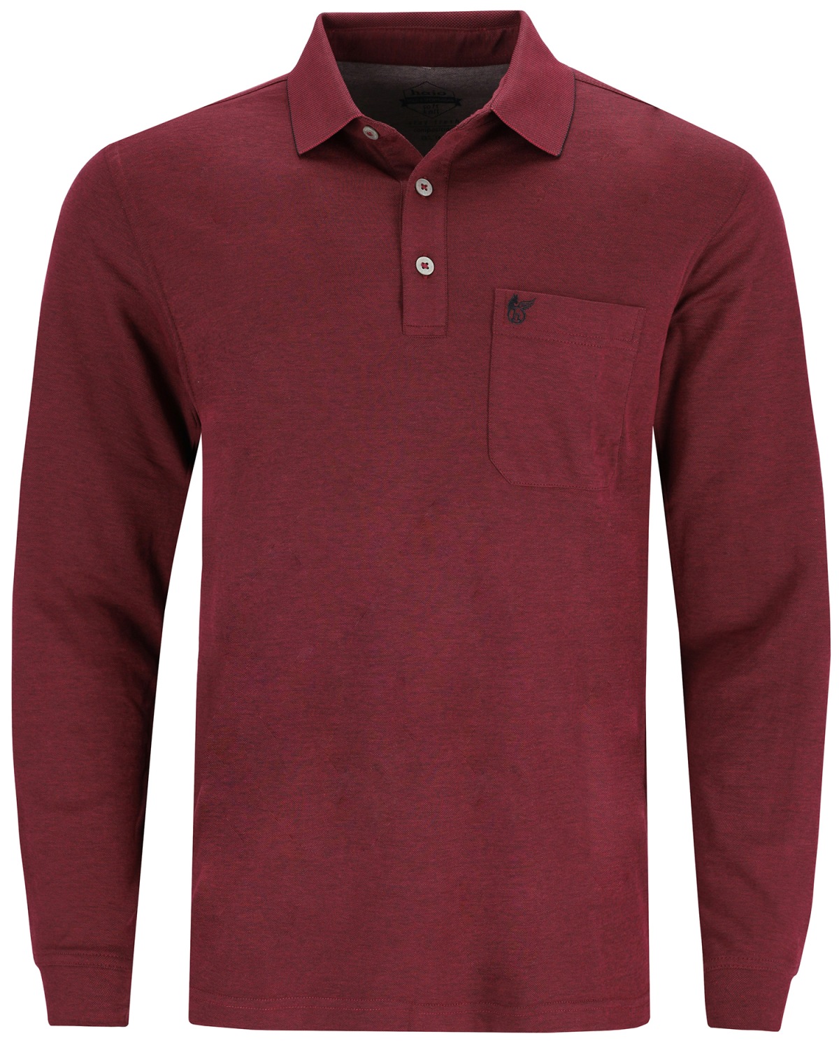 Hajo Poloshirt - Regular Fit - Langarm - Softknit - weinrot