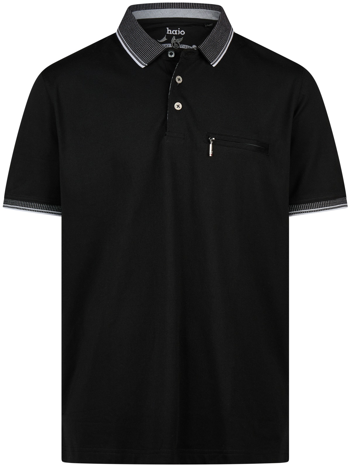 Hajo Poloshirt - Regular Fit - mit Kontrastdetails - schwarz