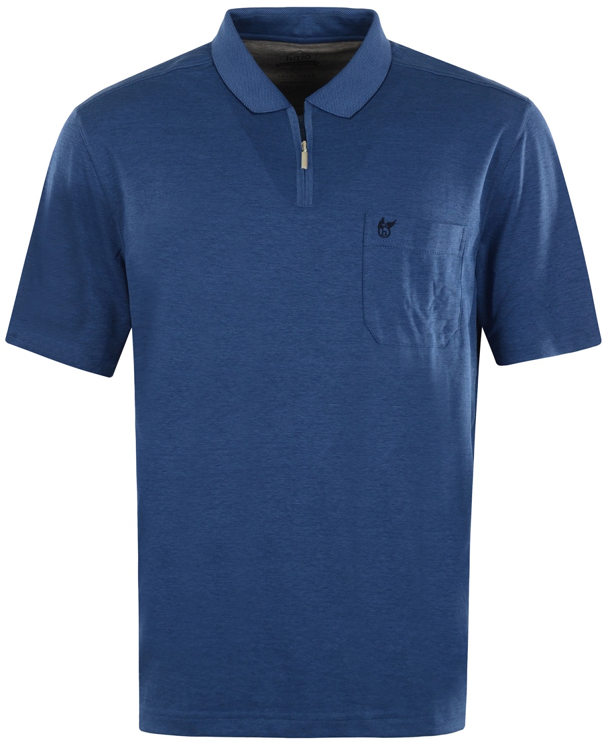 Hajo Poloshirt - Regular Fit - Softknit - Reissverschluss - blau