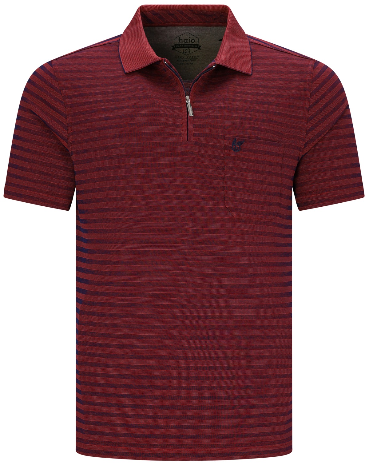 Hajo Poloshirt - Regular Fit - Softknit - Reissverschluss - Streifen - rot