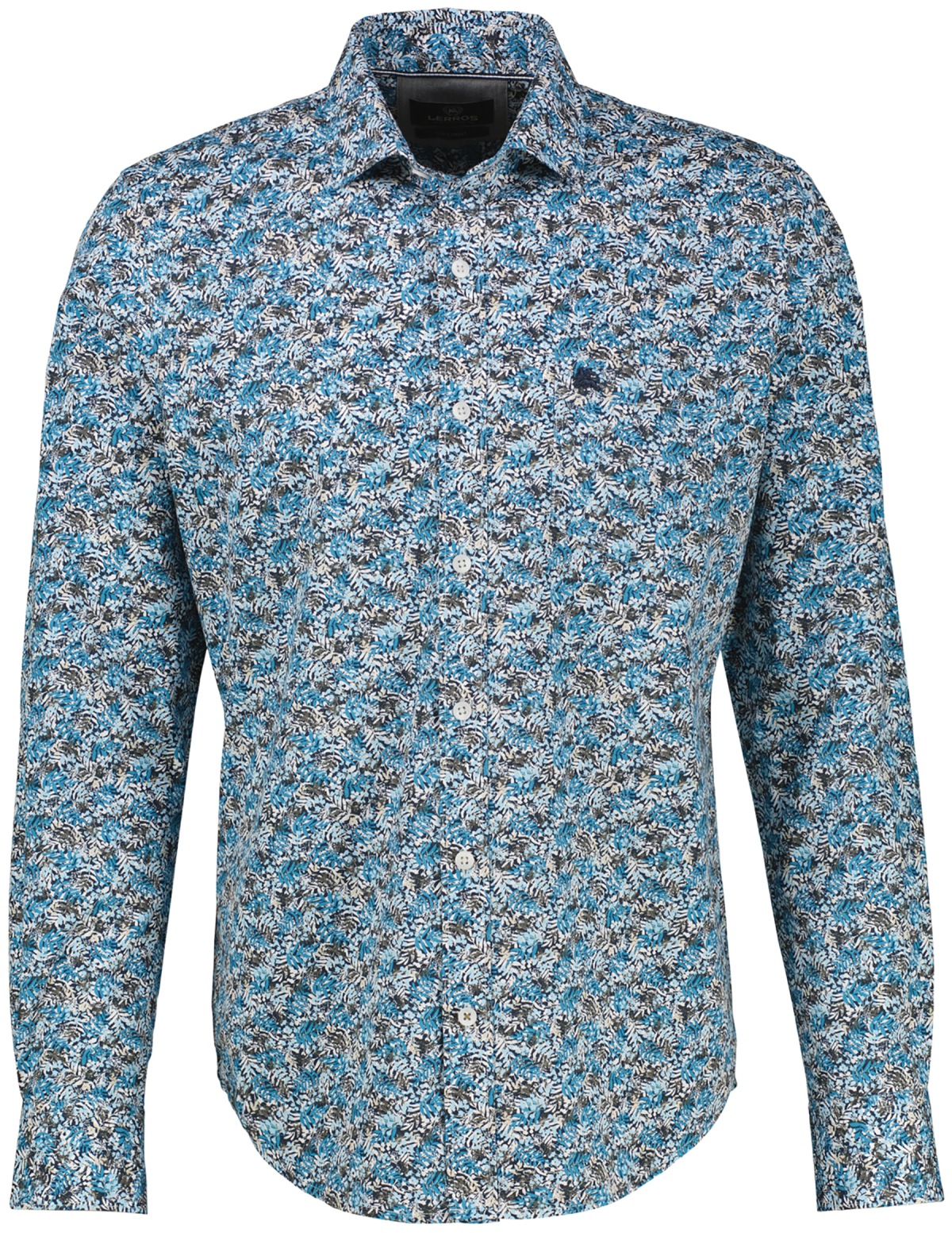 Lerros Hemd - Regular Fit - Haikragen - feines Muster - blau