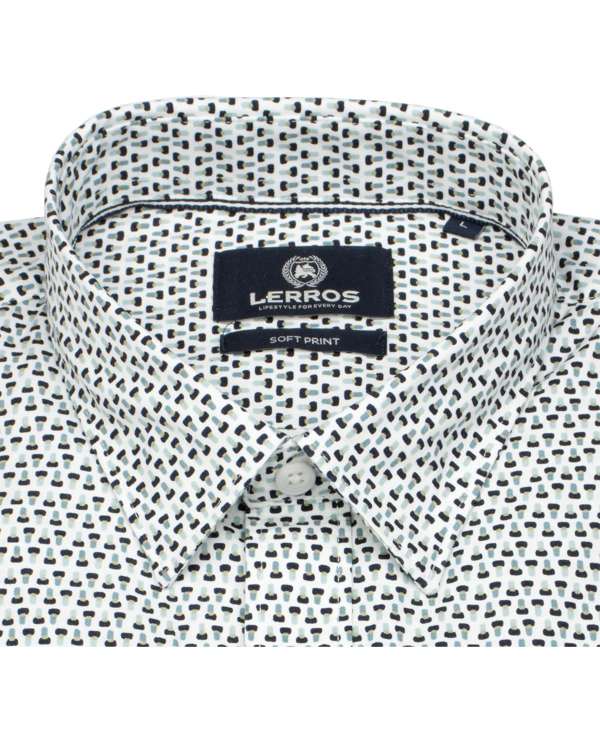 Lerros Hemd - Regular Fit - Kentkragen - feines Muster - blau / türkis