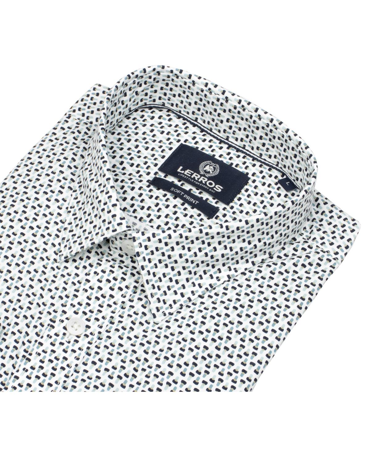 Lerros Hemd - Regular Fit - Kentkragen - feines Muster - blau / türkis