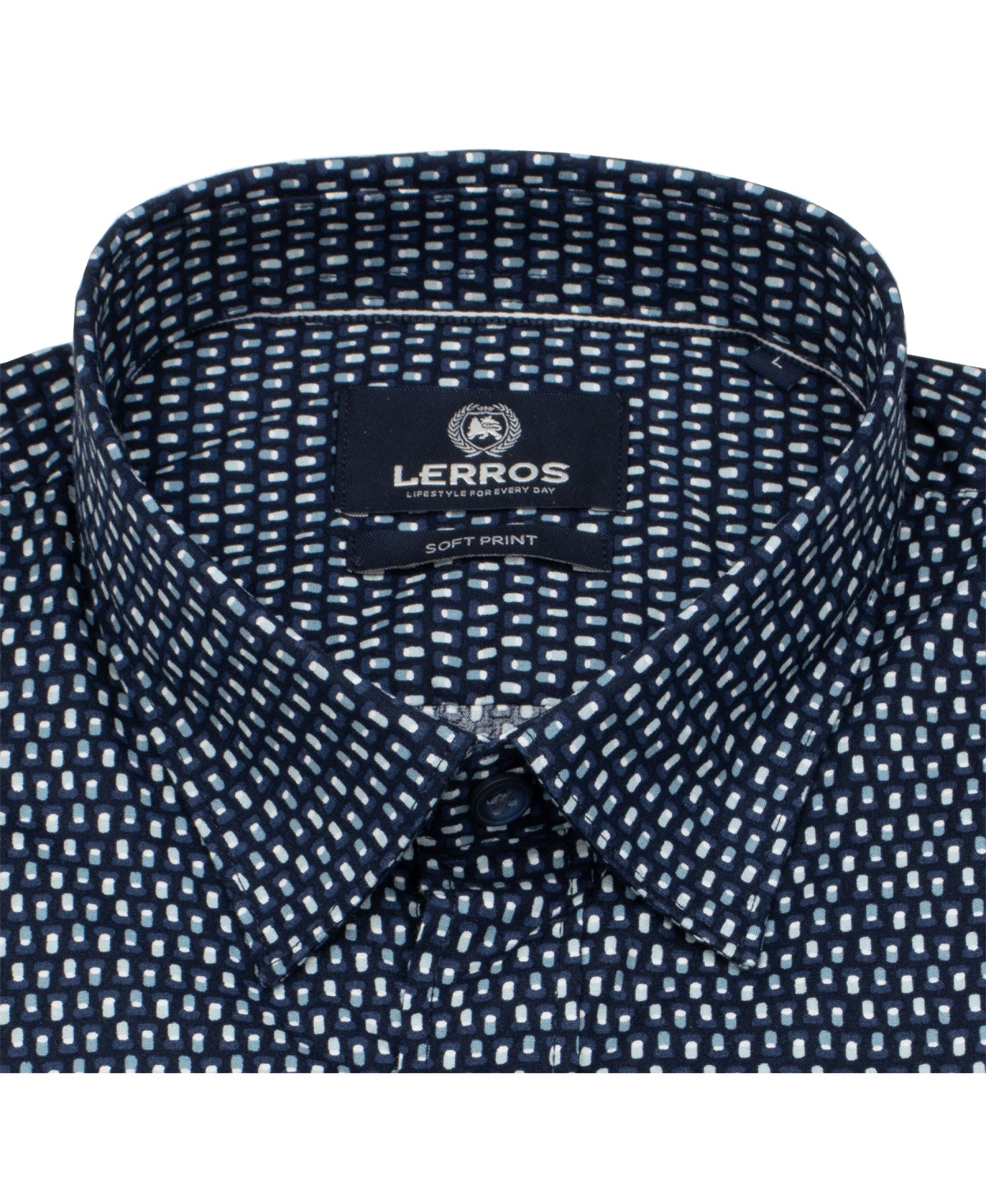 Lerros Hemd - Regular Fit - Kentkragen - feines Muster - dunkelblau