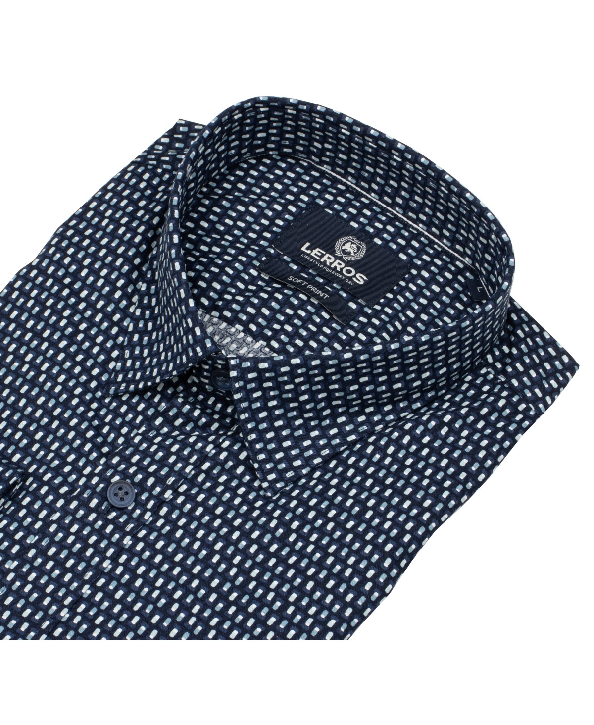 Lerros Hemd - Regular Fit - Kentkragen - feines Muster - dunkelblau
