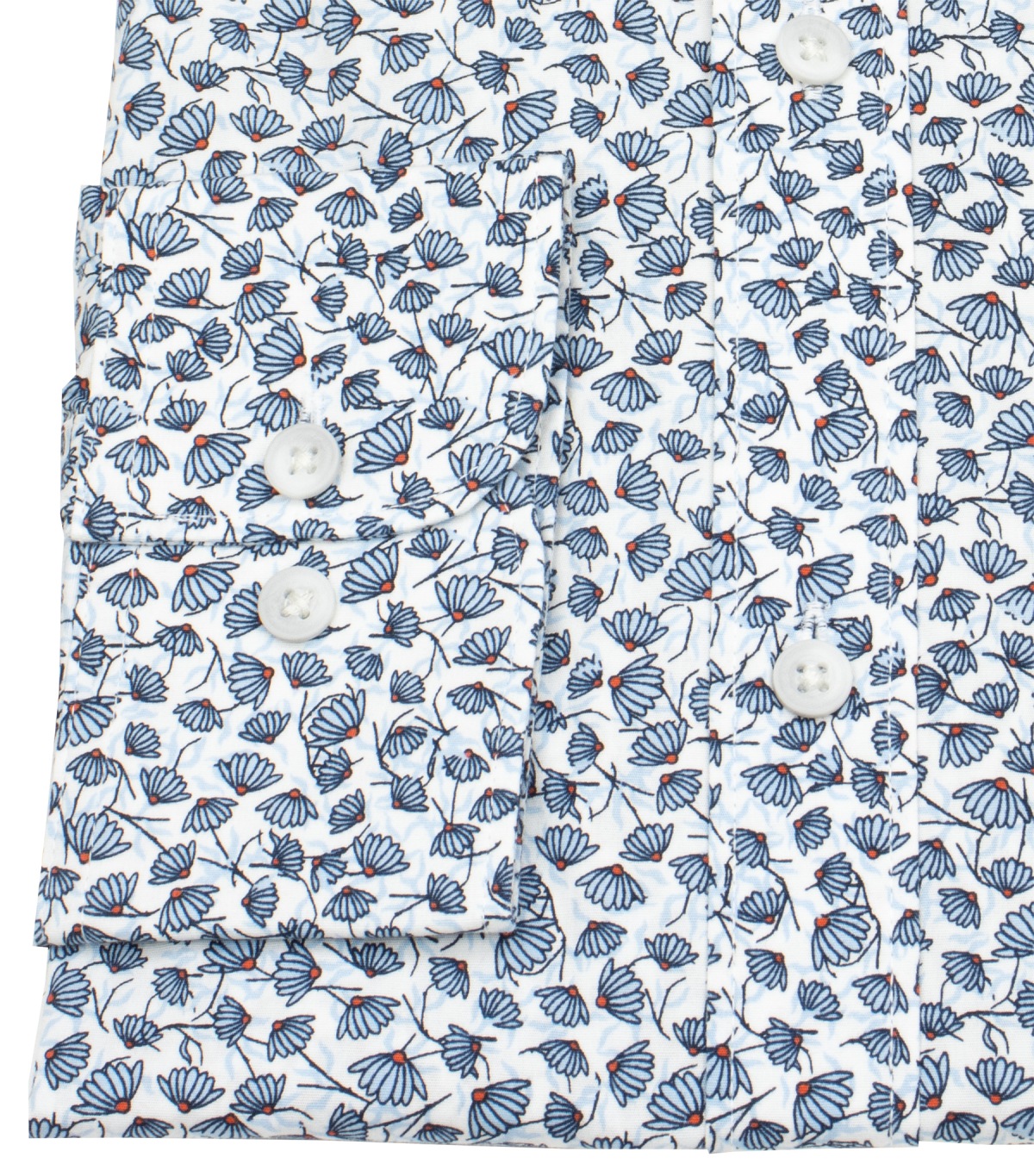 Lerros Hemd - Regular Fit - Kentkragen - florales Muster - blau / weiß