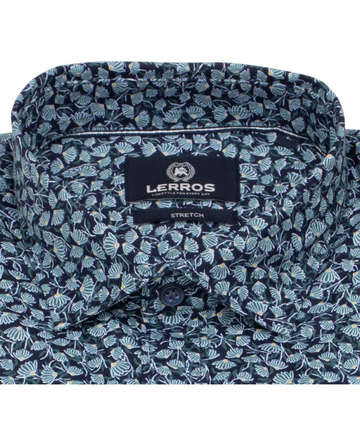 Lerros Hemd - Regular Fit - Kentkragen - florales Muster - grün / blau