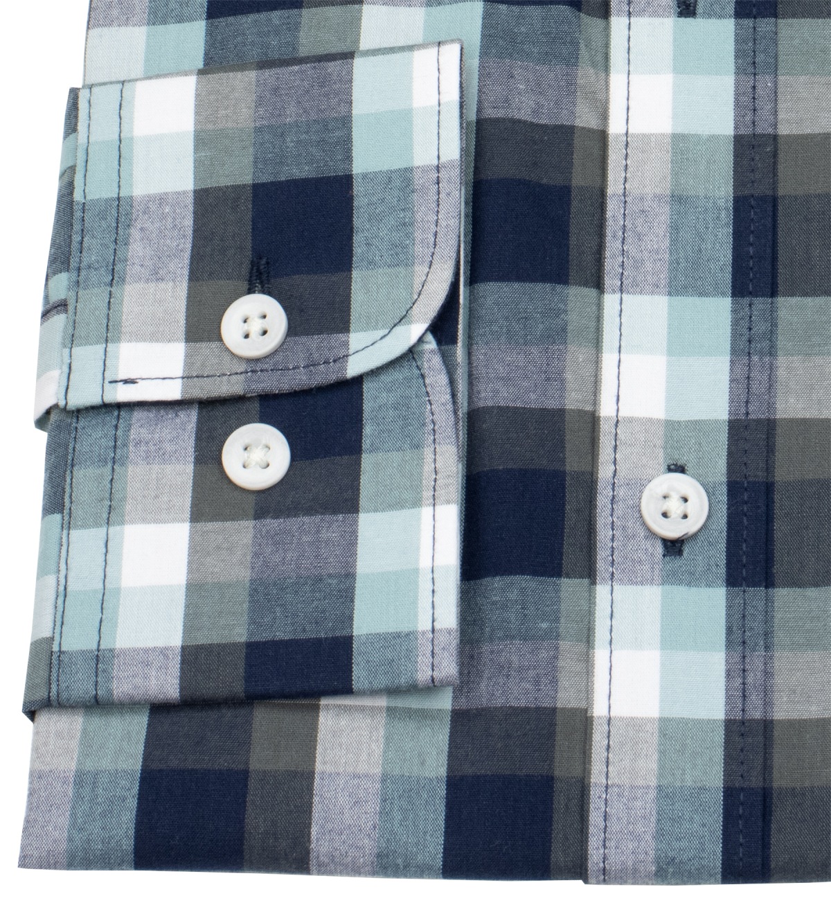Lerros Hemd - Regular Fit - Under Button Down - kariert - blau / türkis