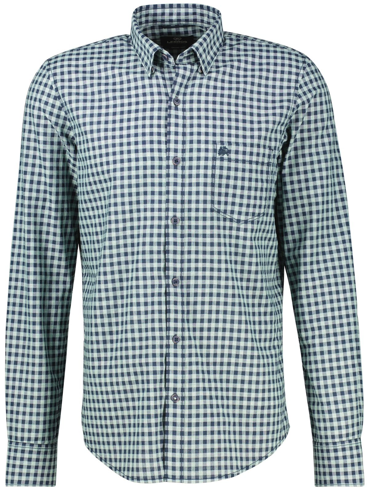 Lerros Hemd - Regular Fit - Under Button Down - kariert - blau / türkis