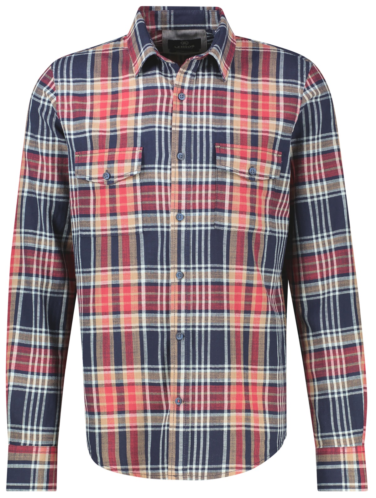 Lerros Karohemd - Regular Fit - Button Down Kragen - rot / blau