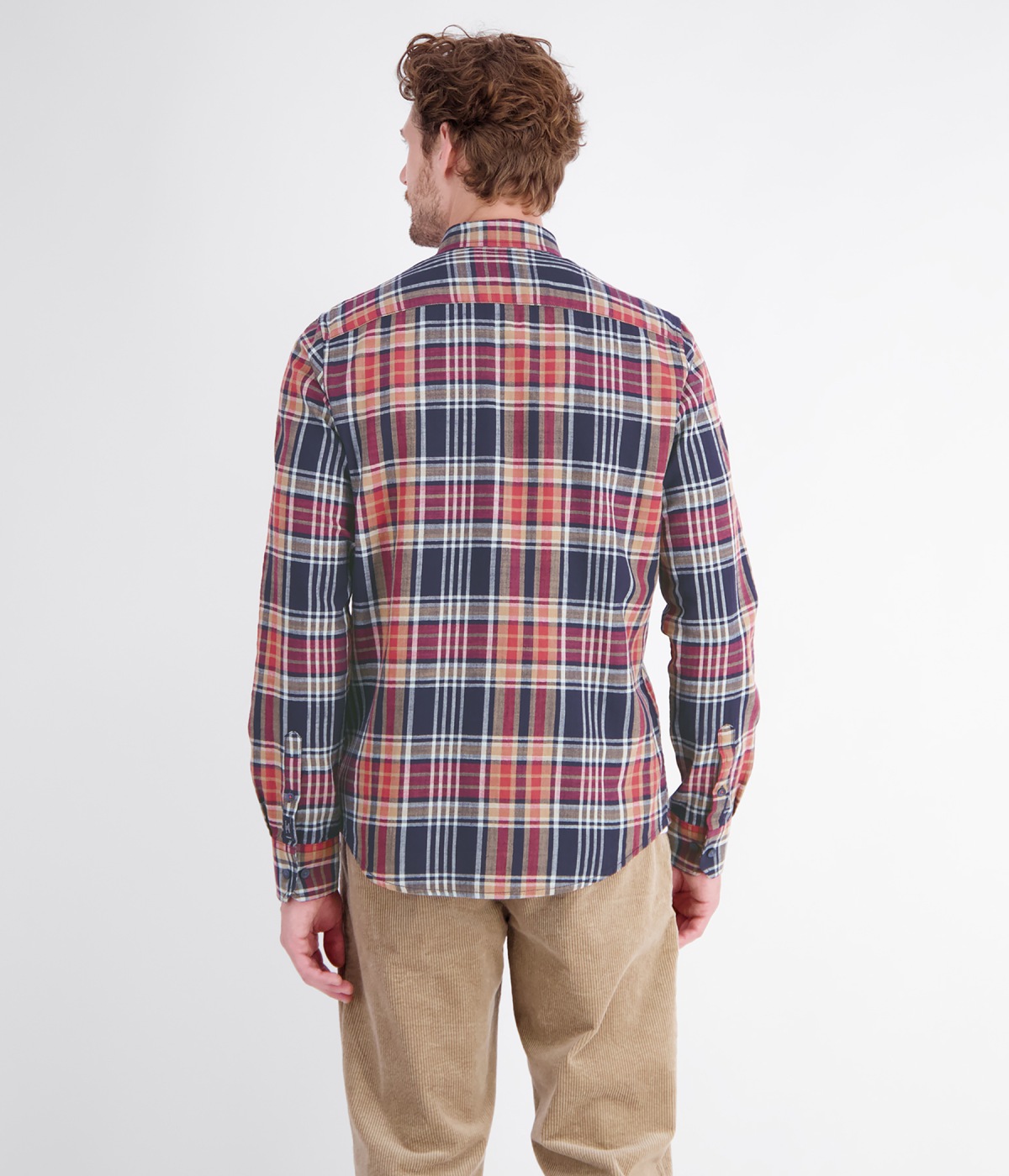 Lerros Karohemd - Regular Fit - Button Down Kragen - rot / blau