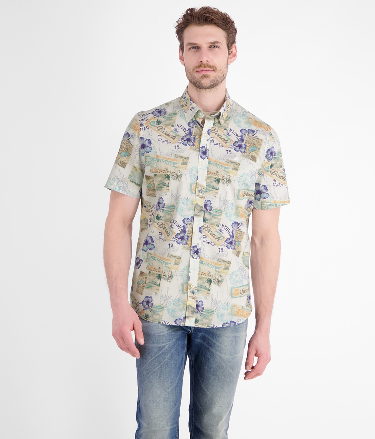 Lerros Kurzarmhemd - Regular Fit - Beach - mehrfarbig