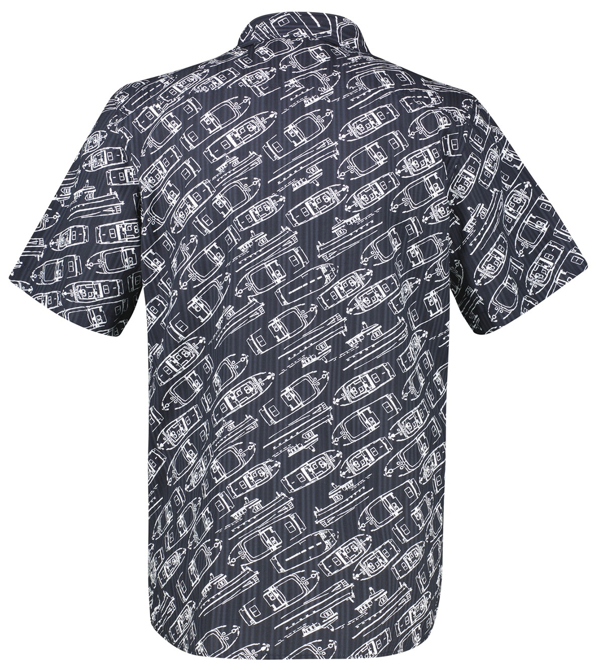 Lerros Kurzarmhemd - Regular Fit - Boote Print - dunkelblau