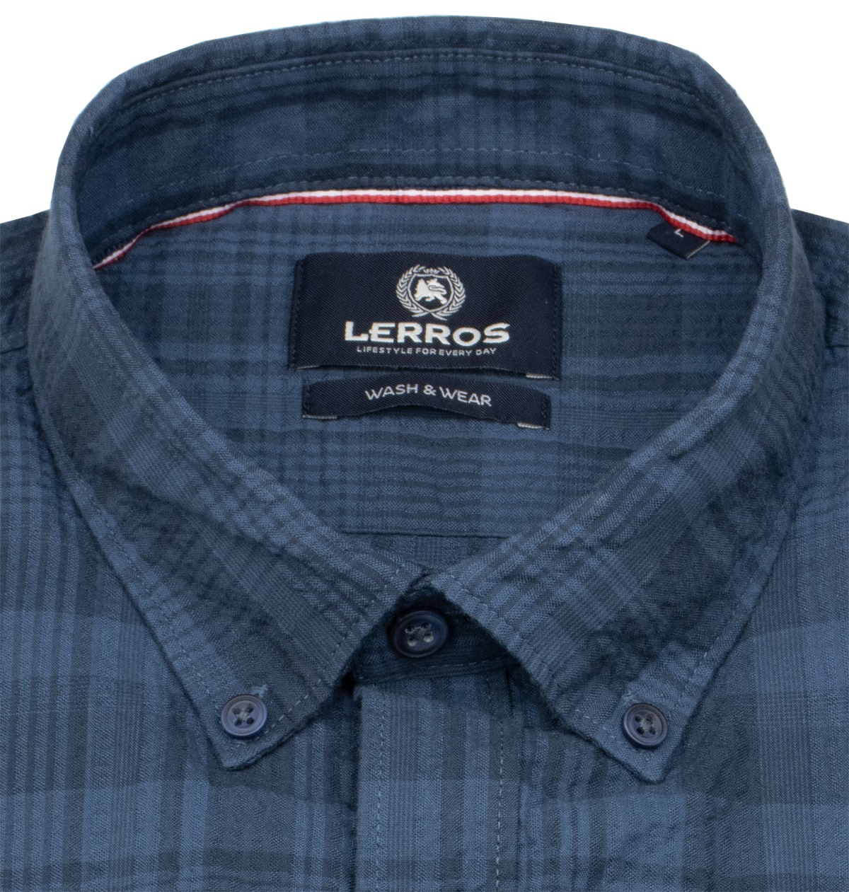 Lerros Kurzarmhemd - Regular Fit - Button Down - kariert - blau - ohne OVP