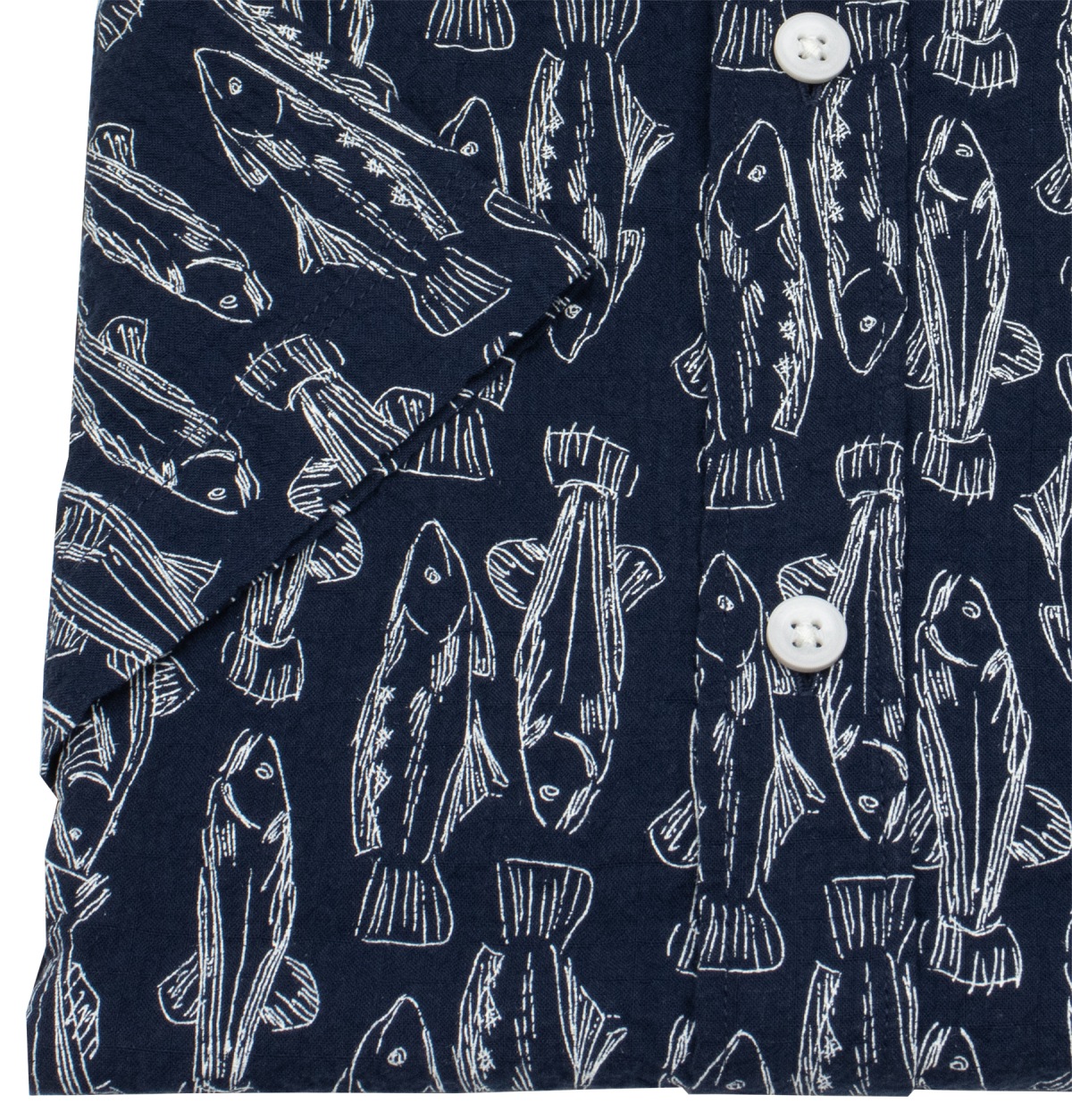 Lerros Kurzarmhemd - Regular Fit - Button Down - Print Fische - dunkelblau