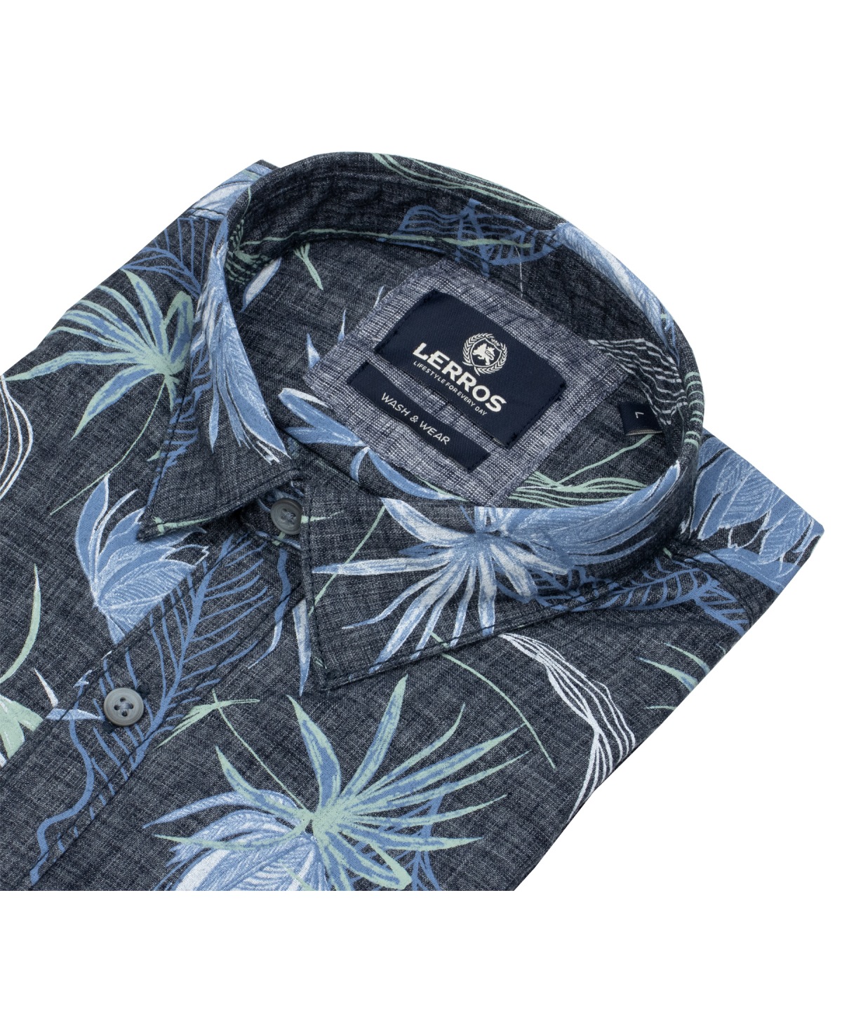 Lerros Kurzarmhemd - Regular Fit - floraler Print - dunkelblau