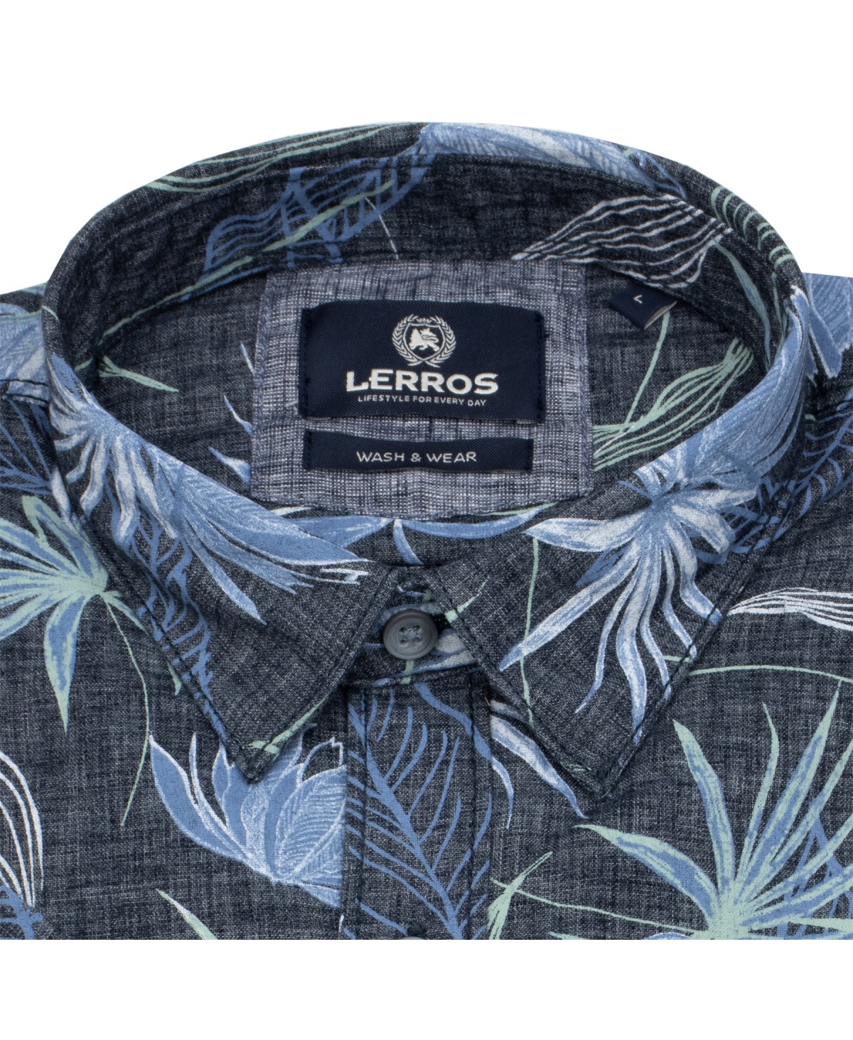 Lerros Kurzarmhemd - Regular Fit - floraler Print - dunkelblau