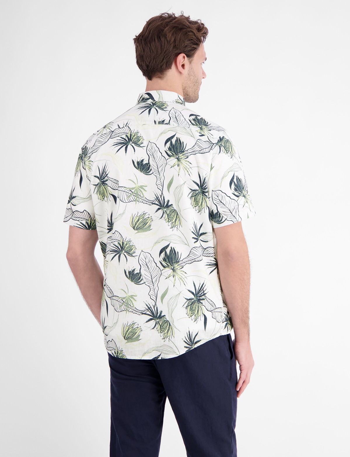 Lerros Kurzarmhemd - Regular Fit - floraler Print - gedecktes weiß