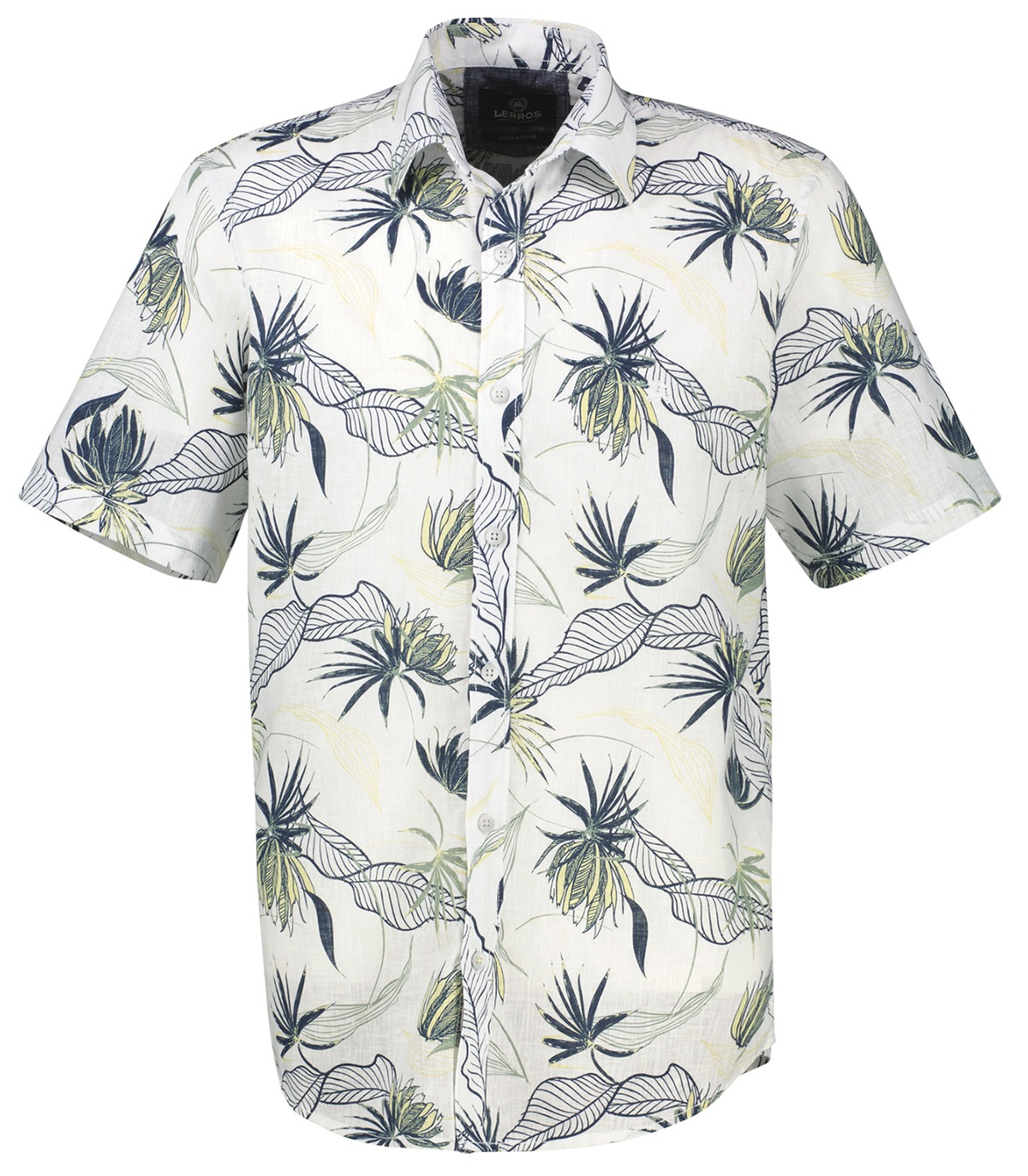 Lerros Kurzarmhemd - Regular Fit - floraler Print - gedecktes weiß