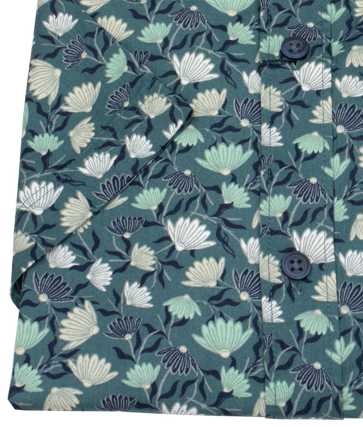 Lerros Kurzarmhemd - Regular Fit - Kentkragen - Print - grün