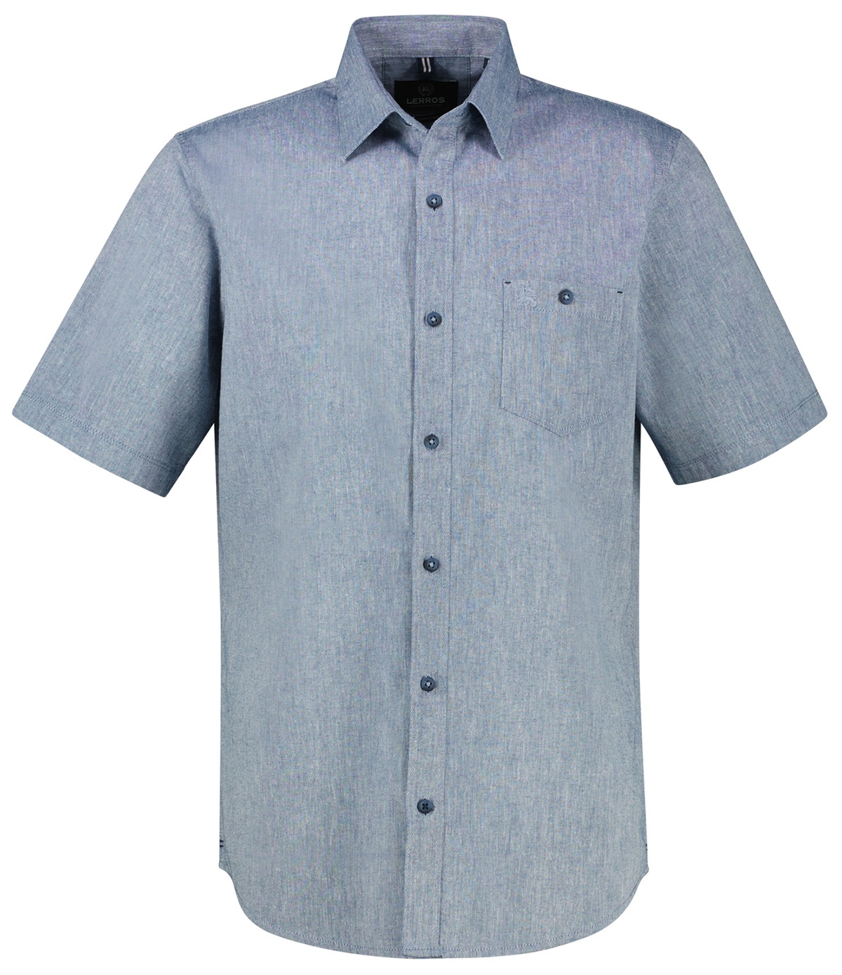 Lerros Kurzarmhemd - Regular Fit - Leinenmix - blau