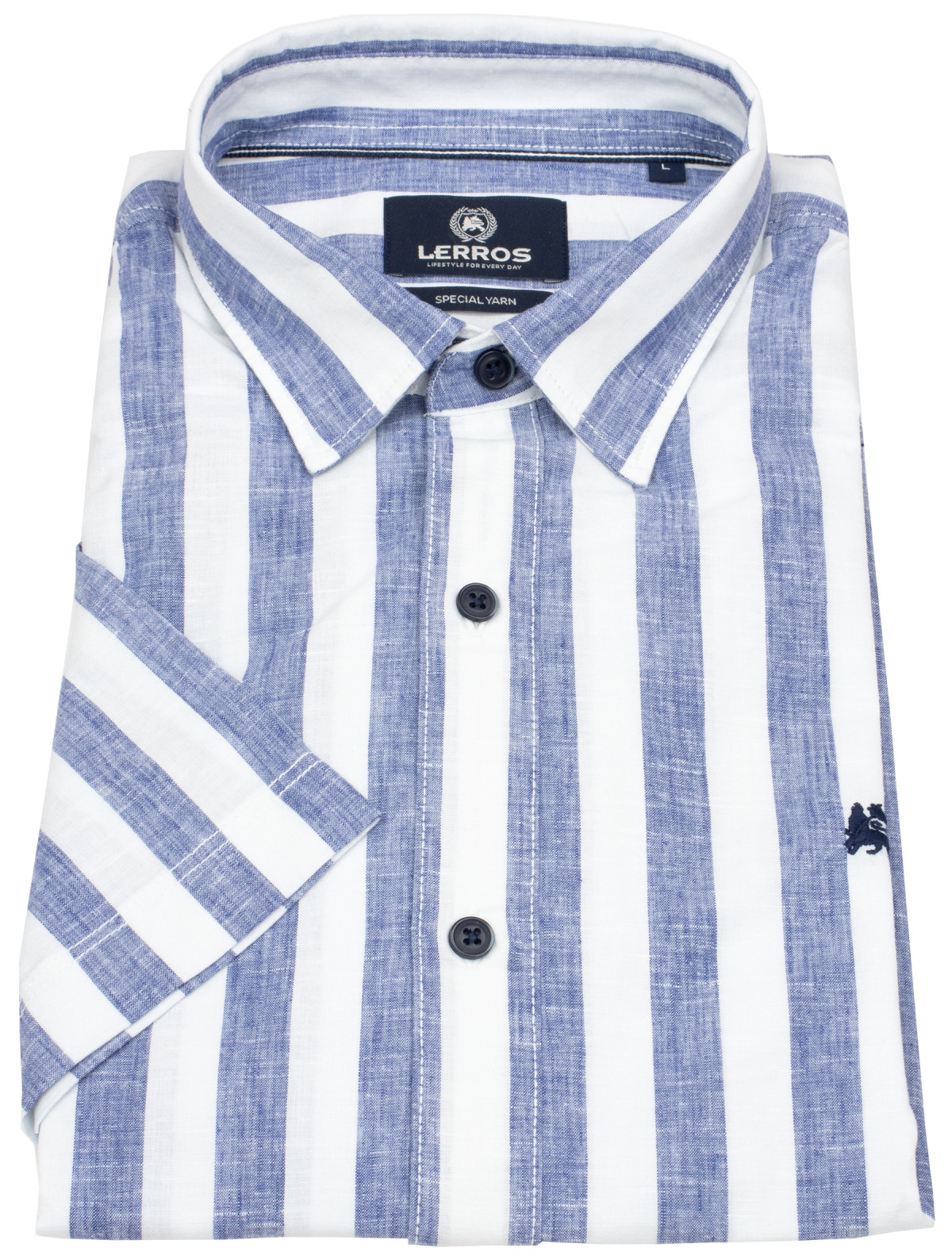 Lerros Kurzarmhemd - Regular Fit - Streifen - blau / weiß