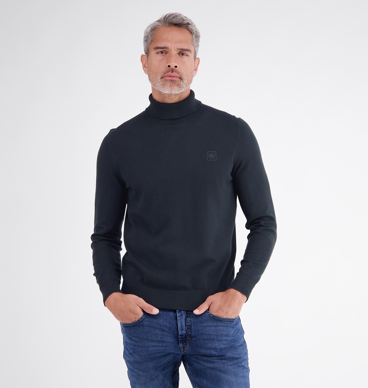 Lerros Pullover - Regular Fit - Rollkragen - dunkelblau
