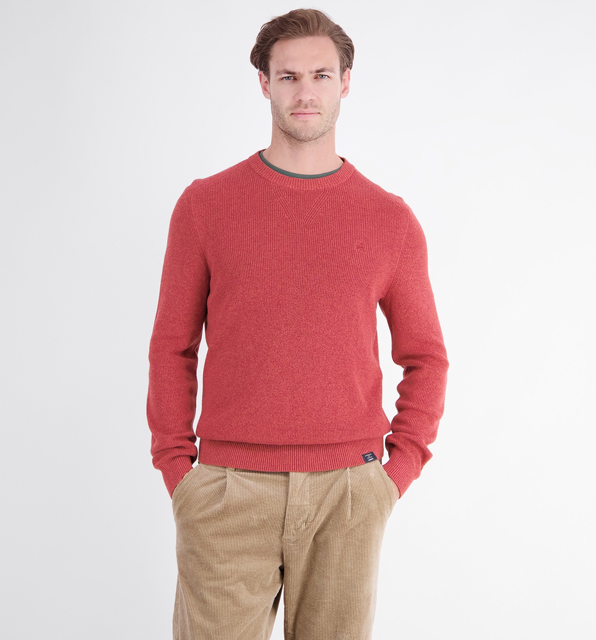 Lerros Pullover - Regular Fit - Rundhals-Ausschnitt - rot