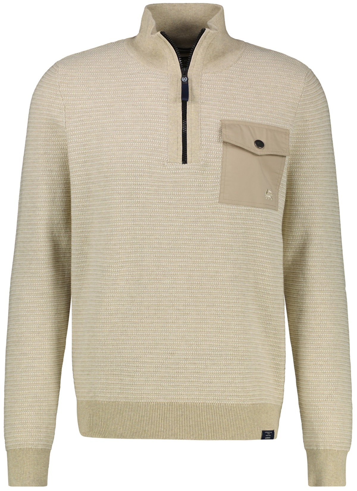 Lerros Pullover - Regular Fit - Troyer - Struktur - beige