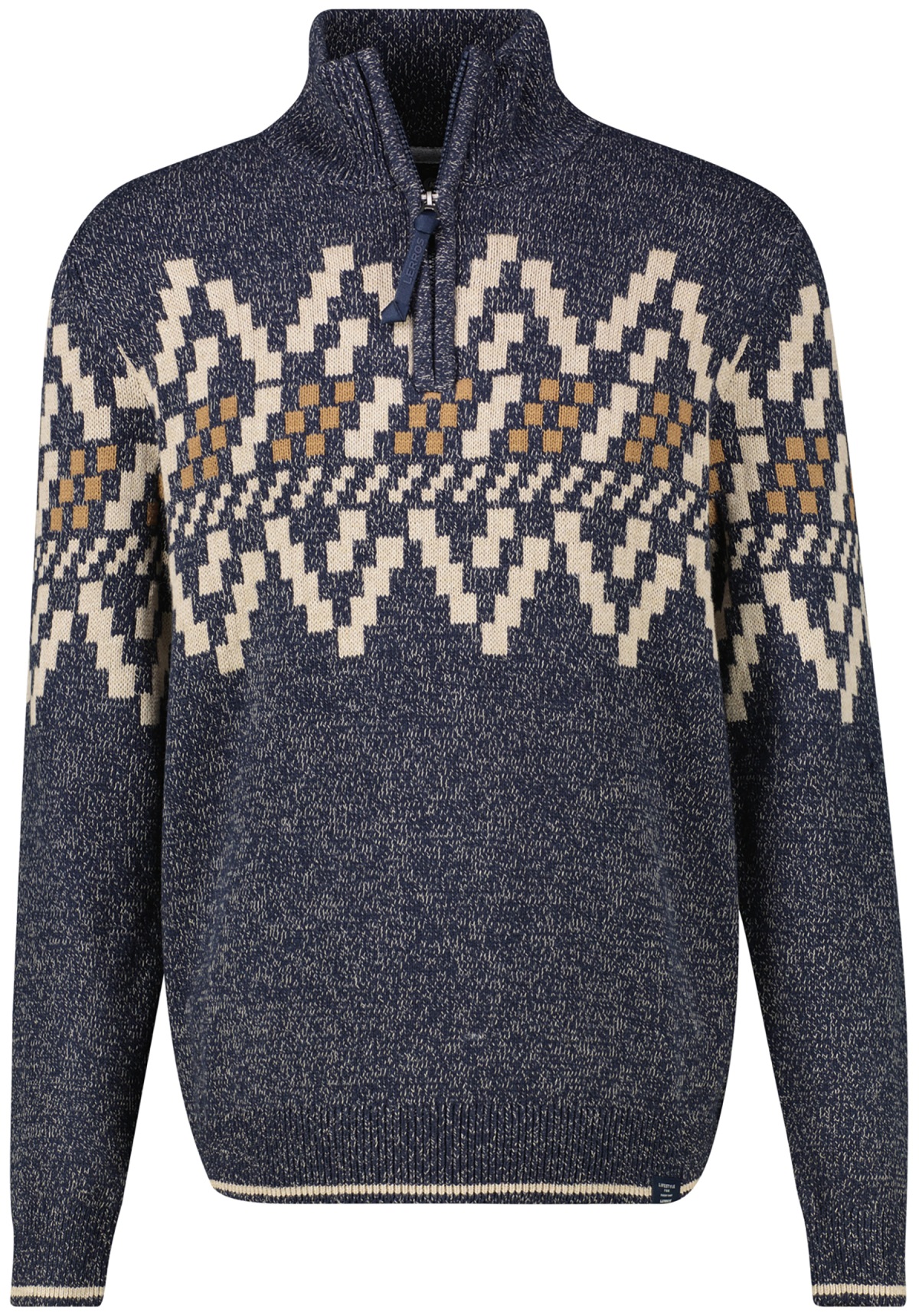 Lerros Strickpullover - Regular Fit - Troyer - Norweger-Muster - blau