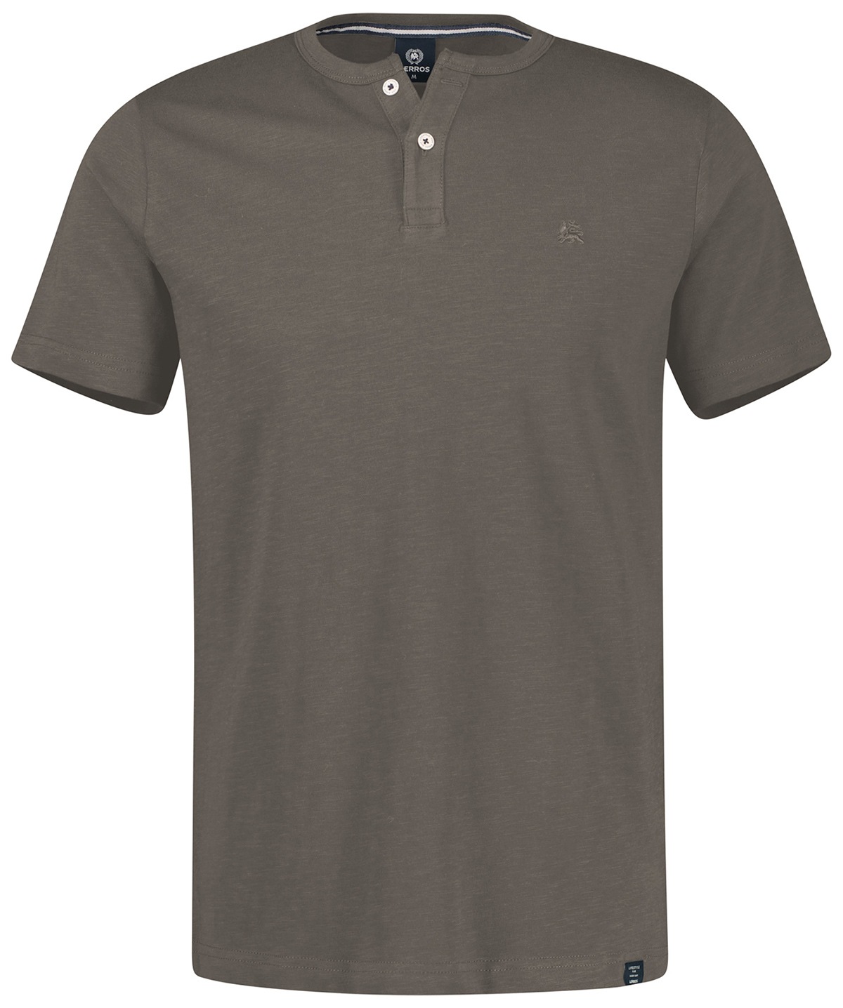 Lerros T-Shirt - Regular Fit - mit Knopfleiste - grau