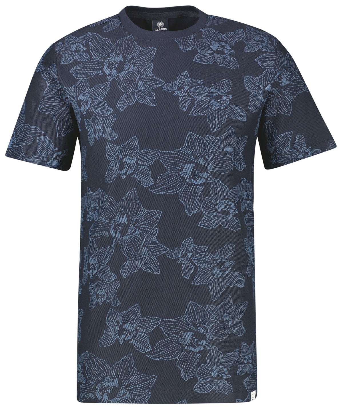 Lerros T-Shirt - Regular Fit - Rundhals - floraler Print - dunkelblau