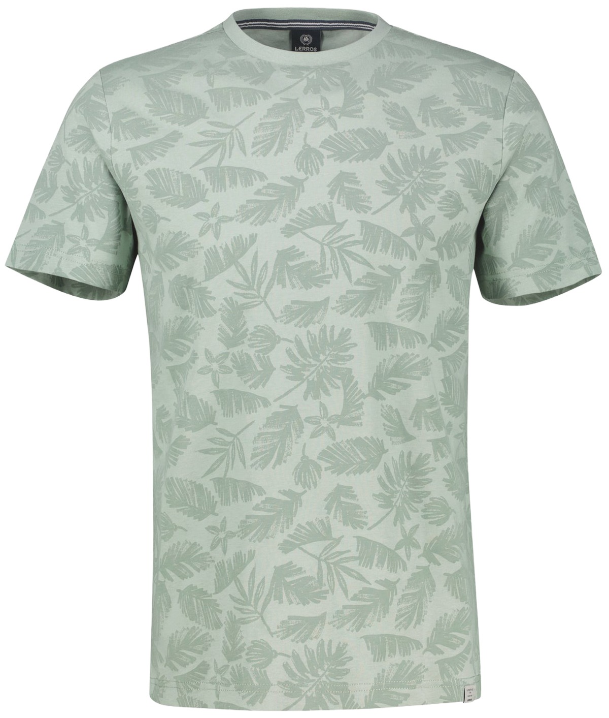 Lerros T-Shirt - Regular Fit - Rundhals - floraler Print - grün