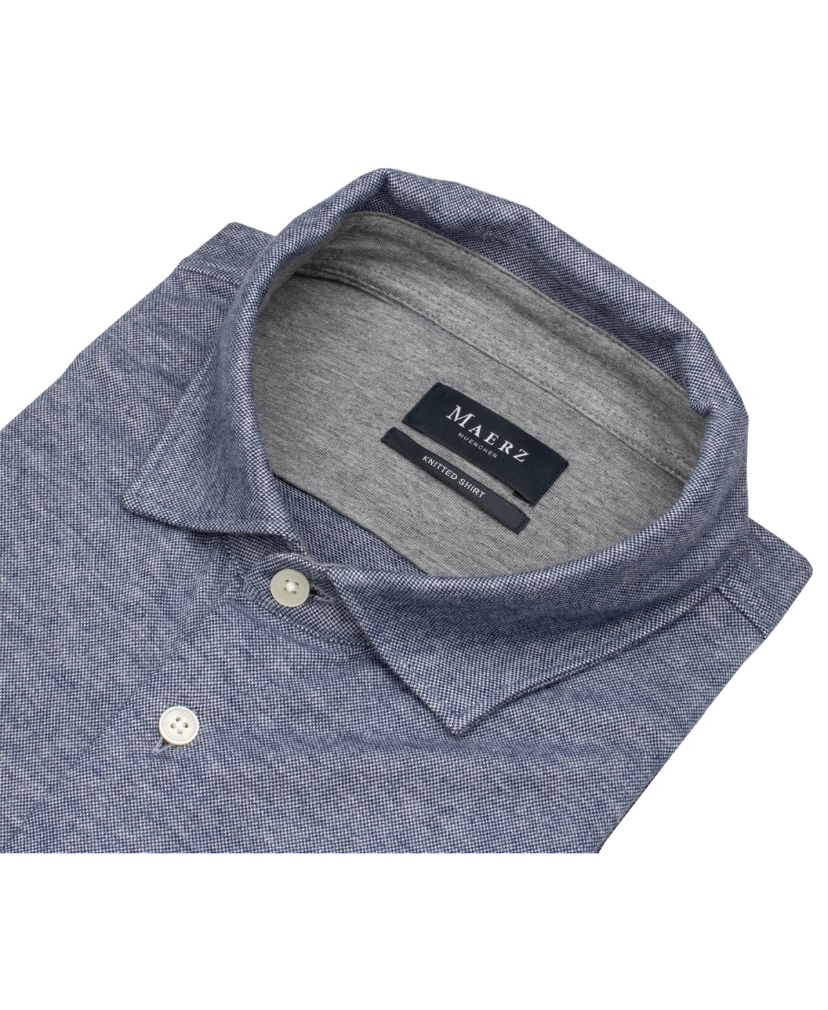 MAERZ Muenchen Hemd - Modern Fit - Haifischkragen - Jersey - blau