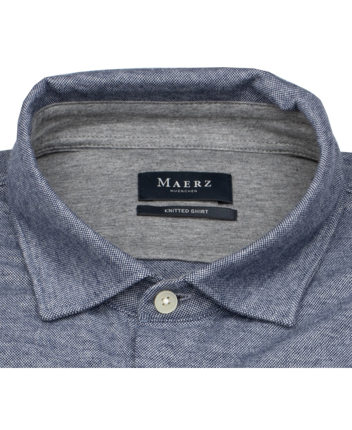 MAERZ Muenchen Hemd - Modern Fit - Haifischkragen - Jersey - blau
