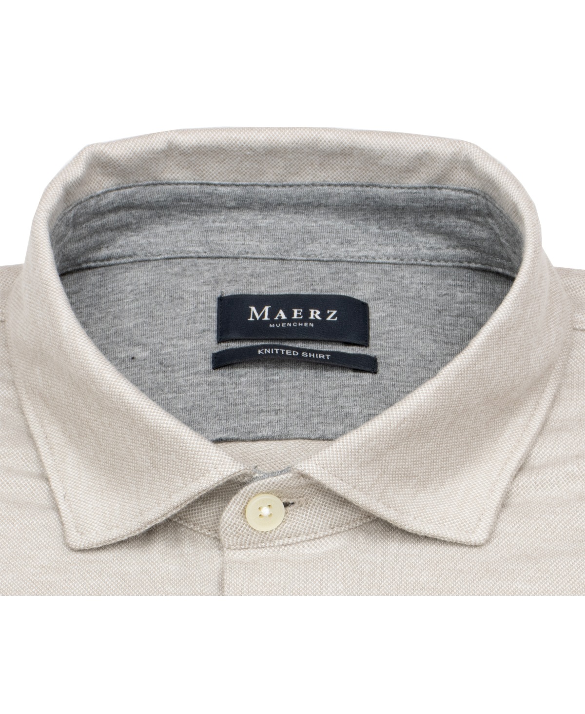 MAERZ Muenchen Hemd - Modern Fit - Haifischkragen - Jersey - hellbraun - ohne OVP