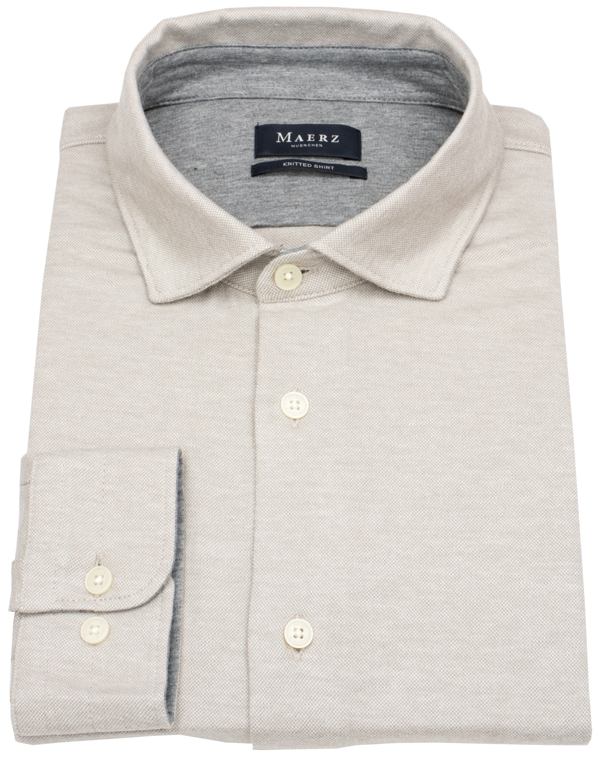 MAERZ Muenchen Hemd - Modern Fit - Haifischkragen - Jersey - hellbraun - ohne OVP