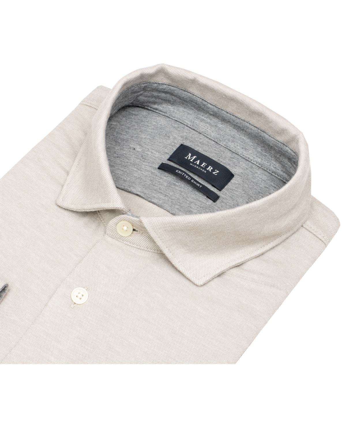 MAERZ Muenchen Hemd - Modern Fit - Haifischkragen - Jersey - hellbraun - ohne OVP