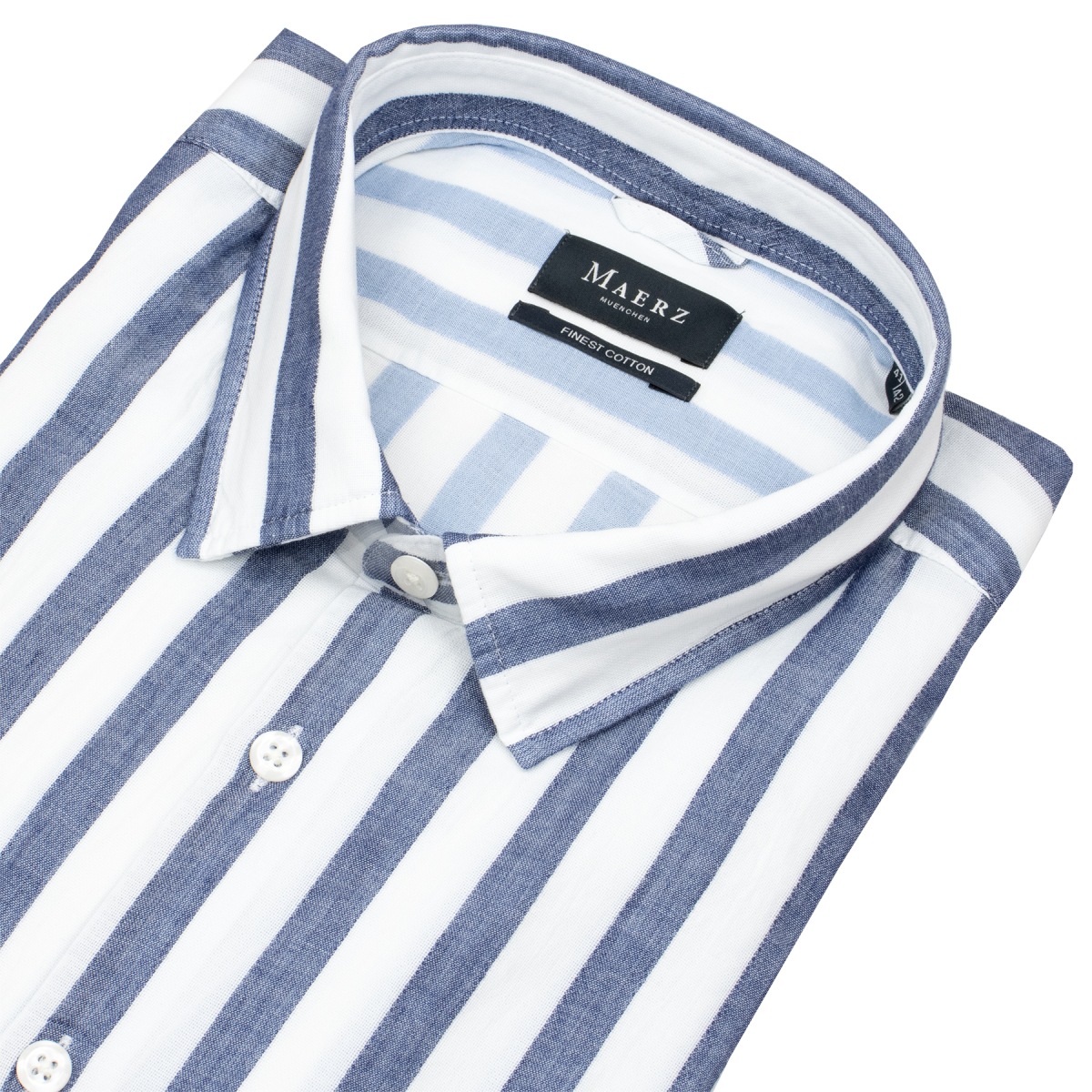 MAERZ Muenchen Hemd - Modern Fit - Kentkragen - Streifen - blau / weiß