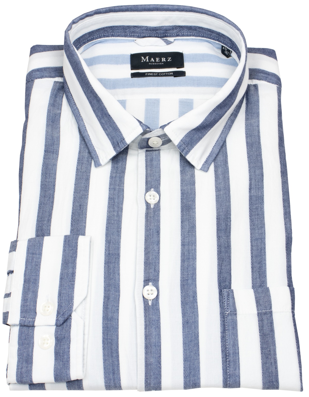 MAERZ Muenchen Hemd - Modern Fit - Kentkragen - Streifen - blau / weiß